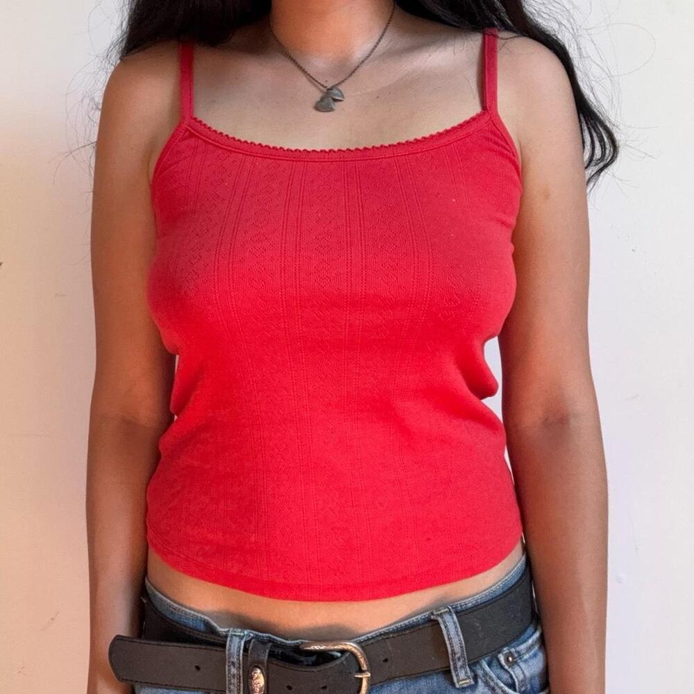 Red pointelle tank top size